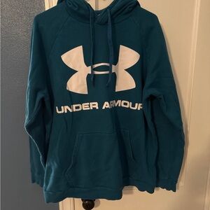 Under Armour Teal Blue Pullover Hoodie with White Logo